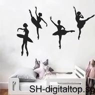 1/2/3 4Pcs Ballet Mirror Stickers Detachable DIY Self-Adhesive Home Decal Sticker Set Dancing-Room Background Mural Decorations