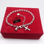 AUTHENTIC 925 SILVER BRACELET 925 SILVER CROSS BRACELET WHITE GOLD PLATED CROSS BRACELET/ 925 SILVER