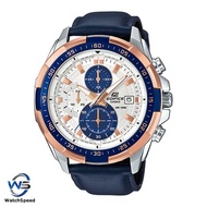 Casio Edifice EFR539 EFR-539L-7C Blue Leather Chronograph Rose Gold Design Men's Watch