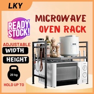 [LKY]Microwave Oven Rack Extendable Height Width with 3 Hooks Kitchen Rack/Storage Rack