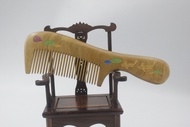 Hua Mulan Green Sandalwood C19-7 with Colorful Engravings Comb
