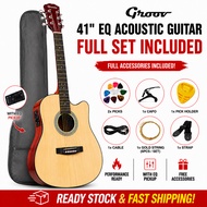 GROOV - 41 Inch EQ (G-41CEQ) Pickup Acoustic Guitar Basswood Top Side & Back Cutaway | Gitar Akustik