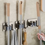 Mop Clip Hook Broom Hanger Perforation-Free Wall-Mounted Toilet Broom Cloth Mop Garbage Shovel Power