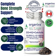 Organixs Vitamin D3 5000iu + K2 100mg Calcium Citrate with Black Pepper, Halal Certified [CND]
