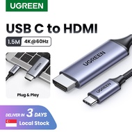 UGREEN USB C to HDMI Cable 4K 60HZ USB Type C Thunderbolt 3 HDMI Adapter Braided Cord Compatible for iPad Mini 6, iPad Pro, MacBook Pro, MacBook Air M3 , Samsung Galaxy S22 S21 Note 10, Microsoft surface laptop 3 TV, and More