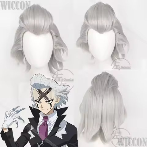 Dr. STONE! S4 Dr.X Dr. Xeno Houston WingfieldCoaplay Prop 35cm Silver Wig For Men Outfit Halloween P