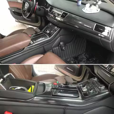 For Audi A8 D4 2011-2017 Car-Styling 3D/5D Carbon Fiber Car Interior Center Console Color Change Mol