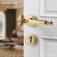 [In stock]Golden Angel French Indoor Bedroom Door Lock Split Lock Magnetic Suction Door Lock Mute Timber Door Lock Door Handle
