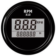 (PGQZ) Boat LED Digital Tachometer Engine Hour Meter Marine Outboard RV RPM Meter Gauge