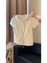 Sweet Style White Shirt Grey Sports Skirt Two-Piece Set Summer Collection Korean Fashion College Sty