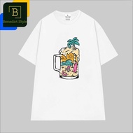 Premium - oversize T-shirt with a large beer glass containing a beach with sunny summer waves and co
