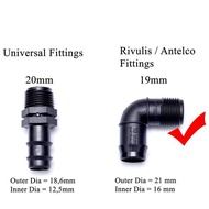 Antelco Connector Elbow Selang PE 19mm ke Drat 1 per 2 inch