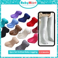 4PCS Leggings Tight Pant Baby Plain Cotton Breathable Comfortable Newborn Toddler Socks Boy Girl Sto