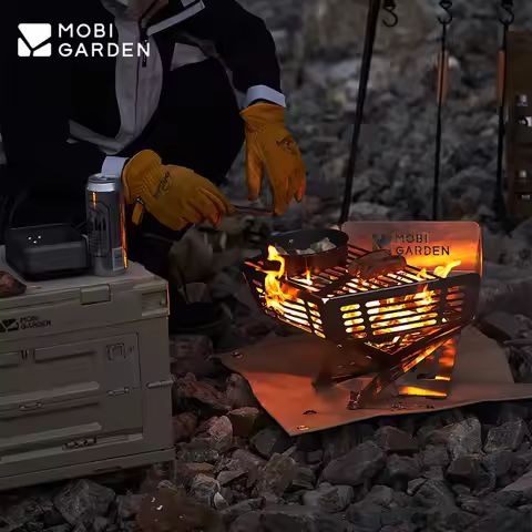 MOBI GARDEN Outdoor Camping Grill Firewood Stove Lightweight Portable Stainless Steel Fire Table Spl