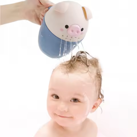 Baby Tubs Shampoo Cup Baby Bath Shower Cup Children's Bath Spoon Cute Cartoon Piggy Thickened Shampo