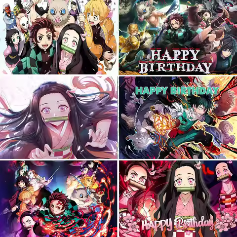 Anime Demon Slayer Children's Birthday Party Decoration Banner Scene Arrangement Photography Backgro