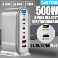 500W Multiple USB Charger Desktop Charger Station PD Charger 65W QC3.0 USB Fast Charging Wall Charge