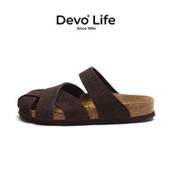 รองเท้าแตะผู้หญิง Devo Life ทรงหัวมนพื้นแบน กันลื่น สไตล์ลำลอง ฤดูร้อน แฟชั่น รองเท้าแตะแบบสวมสบายสำ