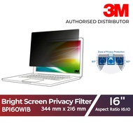 3M Bright Screen Privacy Filter for 16in Laptop, 344 mm x 216 mm, 16:10, BP160W1B