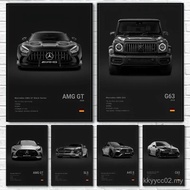 Black Famous Car M-Mercedes-B-Benz-AMG GT G C63 300 500SL EVO A45 SLS R Poster Home living room Wall