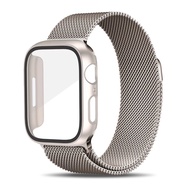 Case + strap For iWatch band 41MM 45MM 40mm 44mm 38mm 42mm Glass Case+Metal stainless steel bracelet iWatch 8 5 4 3 SE 6 7