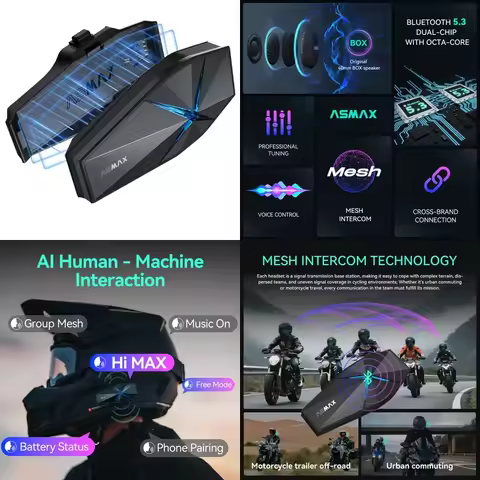 ASMAX F1 PRO 10 Riders Helmet Headset 1000m Bluetooth MESH Motorcycle Intercomunicador Casco