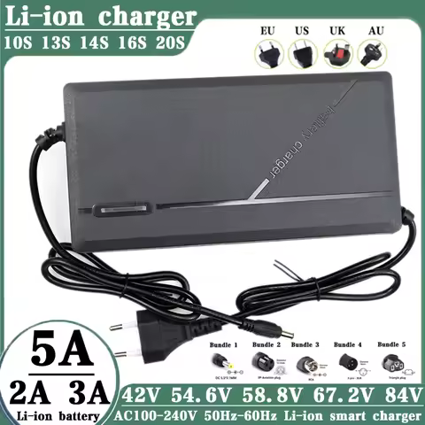 36V 48V 52V 60V 72V 2A 3A 5A 10S 13S 16S 20S Li-ion Battery Charger 42V 54.6V 58.8V 67.2V 84V 2A 3A 
