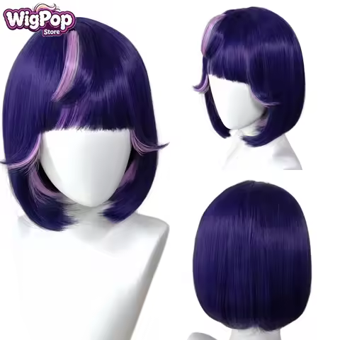 Cosplay juno wig anime party heat-resistant synthetic wig blue purple BOBO short wig