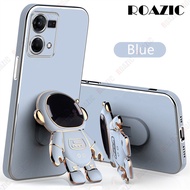 ROAZIC Ốp Điện Thoại Cho OPPO Reno 8 4G/Reno 7 4G Với Giá Đỡ Phi Hành Gia Ốp Viền Mạ Thẳng Ốp Lưng Đ