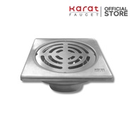 Karat Faucet Square Odor-Proof Grate 2-Inch PVC Pipe Connector 4-Inch Flange (Stainless Steel 201) M