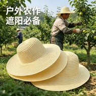 Straw Hat Unisex Outdoor Work Sun Hat Farmer Wheat Straw Big Brim Straw Hat Farmer Work Sun Hat
