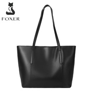 FOXER Womens Handbags Split Leather Commute Casual Totes Large Capacity Office Lady Shoulder Bags Fe