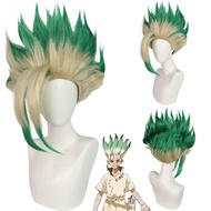 Anime Dr.Stone Ishigami Senkuu Cosplay Wig Short Green Mix Heat Resistant Synthetic Hair