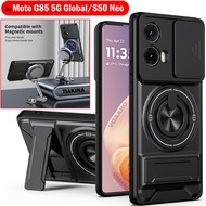 Slide Lens Funda for Motorola Moto G85 5G Global Case Rotate Magnetic Ring Cover for Motorola S50 Ne