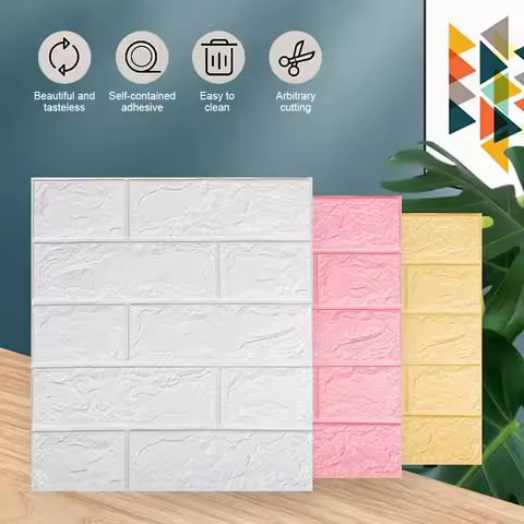 35x38.5CM Dormitory Bedroom Self-adhesive 3D Brick Wallpaper XPE Foam Wall Panels Stickers Waterproo