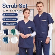 [TOP+PANTS]MEDICAL SCRUB SUIT BAJU SCRUB Scrub Suit Clothes medical suits Short Sleeve full set Nurse Set HospitalUnifor