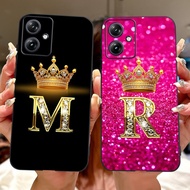 For Motorola Moto G54 G64 Fashion Crown Initial Letter Couple Phone Case MOTO G64 G54 G 54 Power 5G 