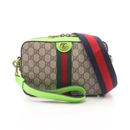 【二手】Gucci GUCCI GG Supreme Sherry Line 肩背包 699439･525040 米色/綠色 PVC塗層帆布皮革 GG Supreme Sherry Line 單背包
