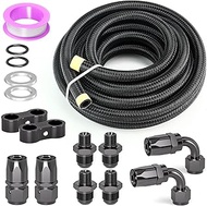 GASHER 15FT 8AN Automatic Transmission Cooler Lines Kit For 4L60E 4L65E, Black Nylon Braided Fuel Ho