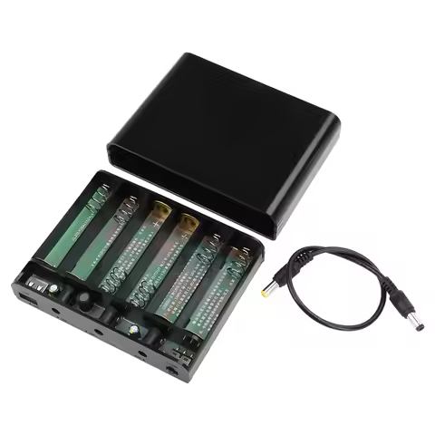 USB 5V for DC 9V 12V Output 6x 18650 UPS DIY Power Box for Router Cellphone Tablet Modem CCTV Camera