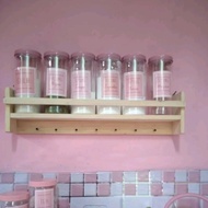 KAYU Wooden Kitchen Spice Rack Photo Book Holder Makeup Wooden Wall Shelf 4