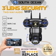 South Ocean CCTV Outdoor 12MP Three Lens 360° Monitoring Wireless IP66 Waterproof Night Vision WiFi 