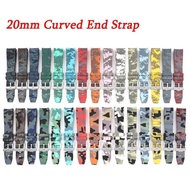 20mm Curved End Strap For Omega MoonSwatch Replace Band For Rolex Watch Camouflage Wristband Waterproof Sport Belt Accessories
