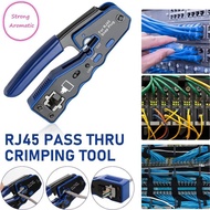 STRO RJ45 Crimp Tool Kit Pass Through Ethernet Crimper And Tester For Cat5e Cat6 Cat6a 8P8C Wire Net