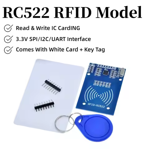 RC522 RFID Reader Writer Module 13.56MHz MFRC522 RF IC Card Sensor Module With S50 White Card Key Fo