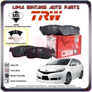 Toyota Wish Sepet ZGE20 ZGE21 ZGE22 Front / Rear Brake Pads , Disc Brake Pad TRW (2009-2017)