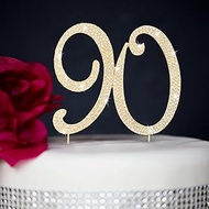 CIEHER 90th Birthday Cake Topper Metal Rhinestones Premium 90th Birthday Cake Toppers Cheers to Happ