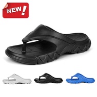 ~Ready Stock Men Beach Flip Flops Plus Size 39-46 Solid Color Comfort Massage Slippers Anti Slip Outdoor Casual Shoes 5