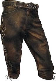 Leather Trousers Brown Antique Patina Traditional Leather Trousers Men's Zip Knickerbocker Zip Suede