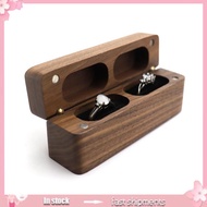 YOI Wedding Ring Holder Box Walnut  Modern Ring Holder for 2 Ring Ceremony